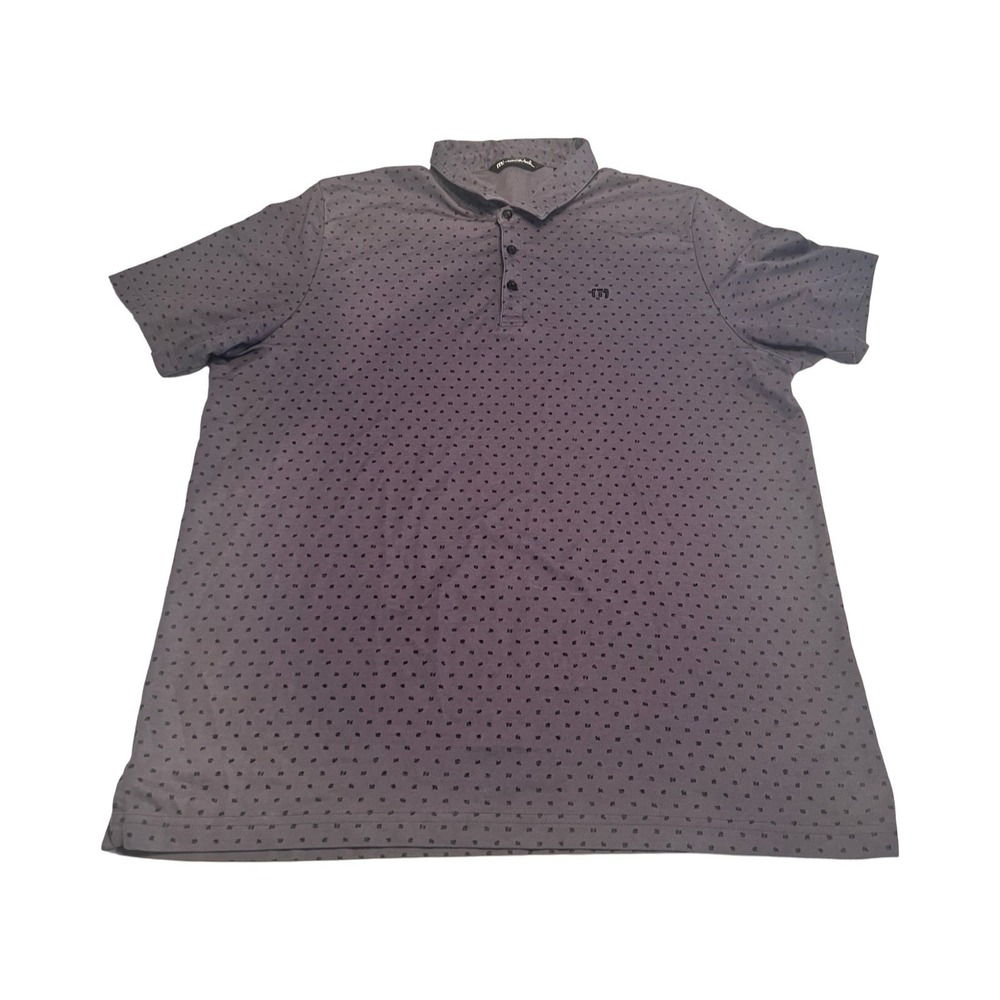 Travis Mathew Mens Pima Cotton Blend Geometric Print Polo Shirt XXL Gray